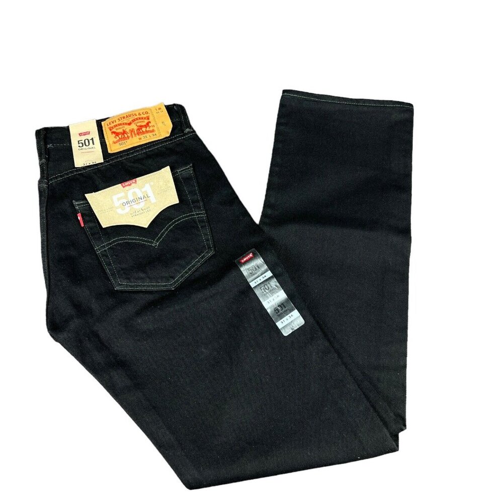 Levi's 501 Original Button Fly Black Denim Jeans Men's Size 31x34 - 36x32